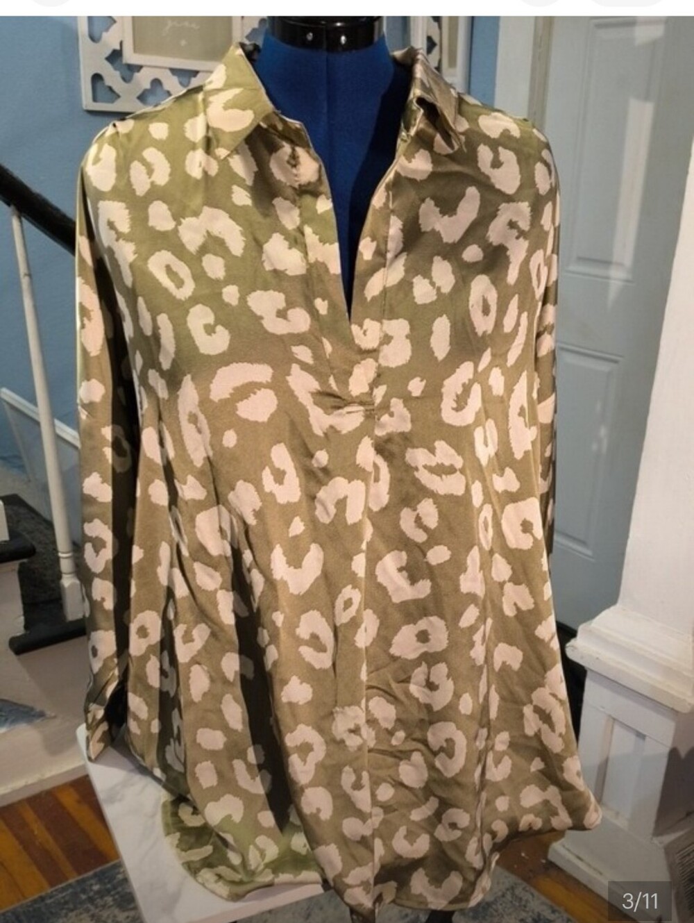 eesome Olive and Cream Leopard-Print Tunic - Picture 12 of 12